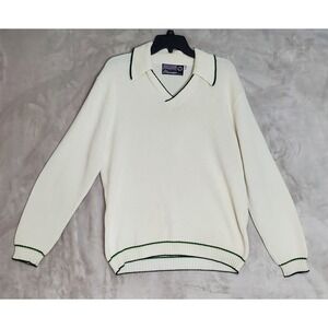 Vtg Arctic Cat Arctic Wear Snowmobile Sweater Adult XL Cream White Collared READ